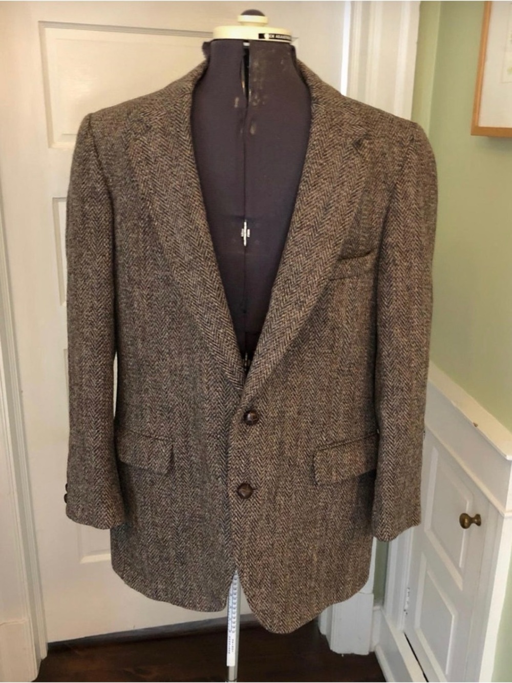 Men's Brown Herringbone Wool Sport Coat